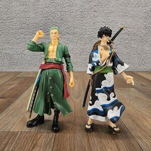One‎ Piece Anime Roronoa Zoro & Monkey D. Luffy Action Figures Lot of 2